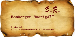 Bamberger Rodrigó névjegykártya